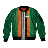 Custom Ivory Coast National Football Sleeve Zip Bomber Jacket Les Elephants-Striped Sport Style - Wonder Print Shop