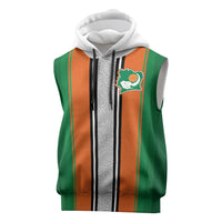 Custom Ivory Coast National Football Sleeveless Hoodie Les Elephants-Striped Sport Style - Wonder Print Shop