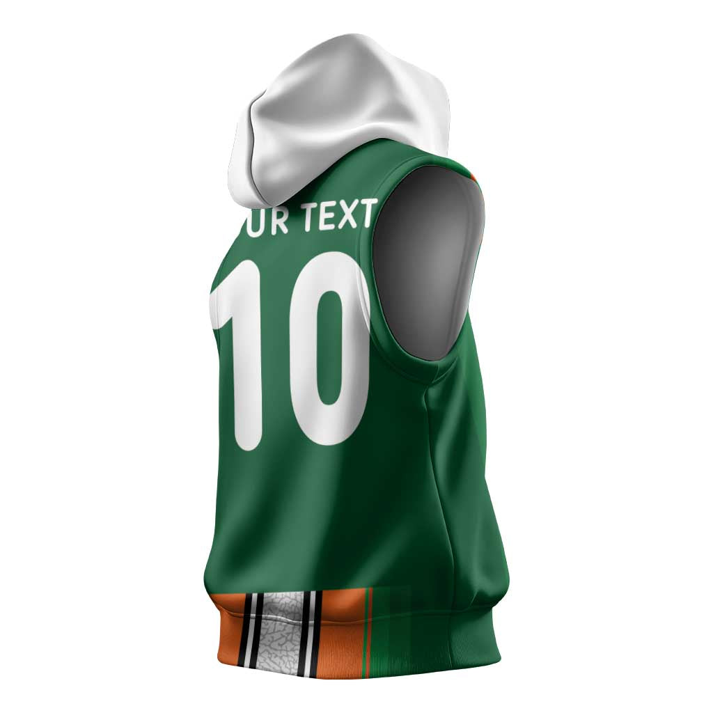 Custom Ivory Coast National Football Sleeveless Hoodie Les Elephants-Striped Sport Style - Wonder Print Shop