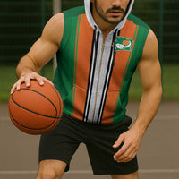 Custom Ivory Coast National Football Sleeveless Zip Hoodie Les Elephants-Striped Sport Style - Wonder Print Shop