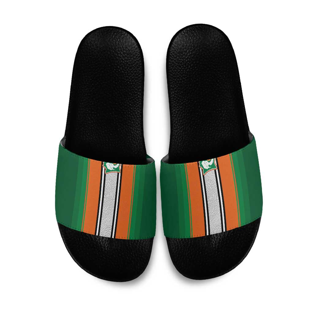 Ivory Coast National Football Slide Sandals Les Elephants-Striped Sport Style - Wonder Print Shop