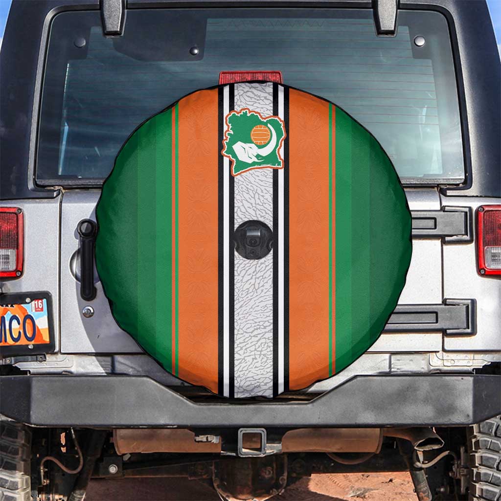 Ivory Coast National Football Spare Tire Cover Les Elephants-Striped Sport Style - Wonder Print Shop
