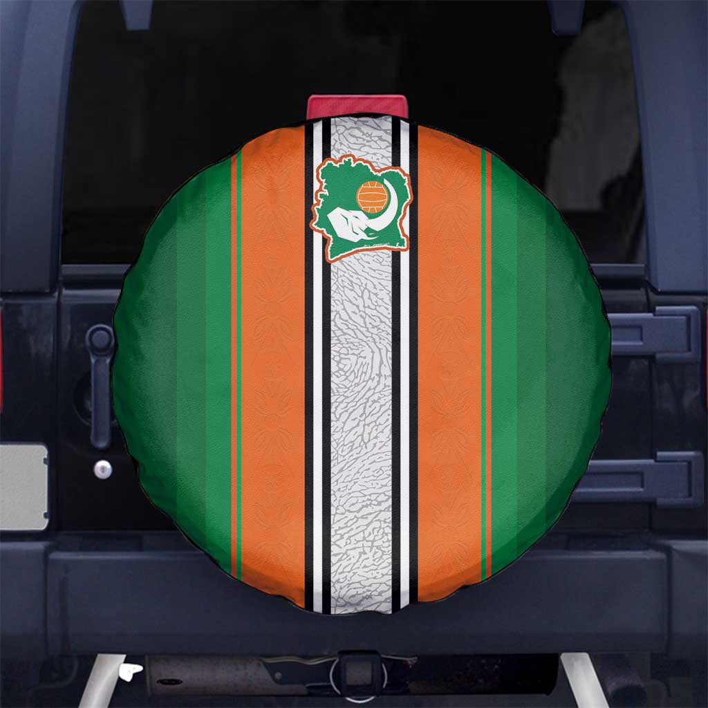 Ivory Coast National Football Spare Tire Cover Les Elephants-Striped Sport Style - Wonder Print Shop