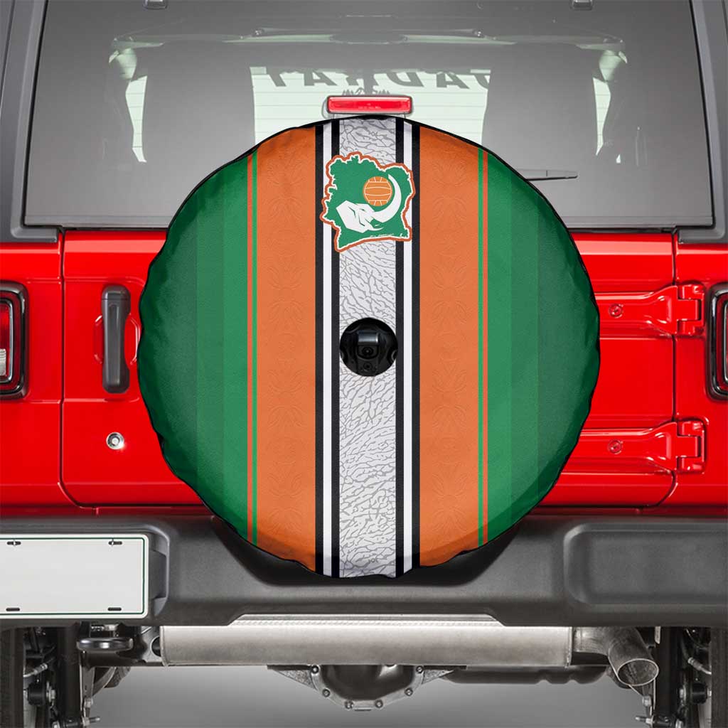 Ivory Coast National Football Spare Tire Cover Les Elephants-Striped Sport Style - Wonder Print Shop