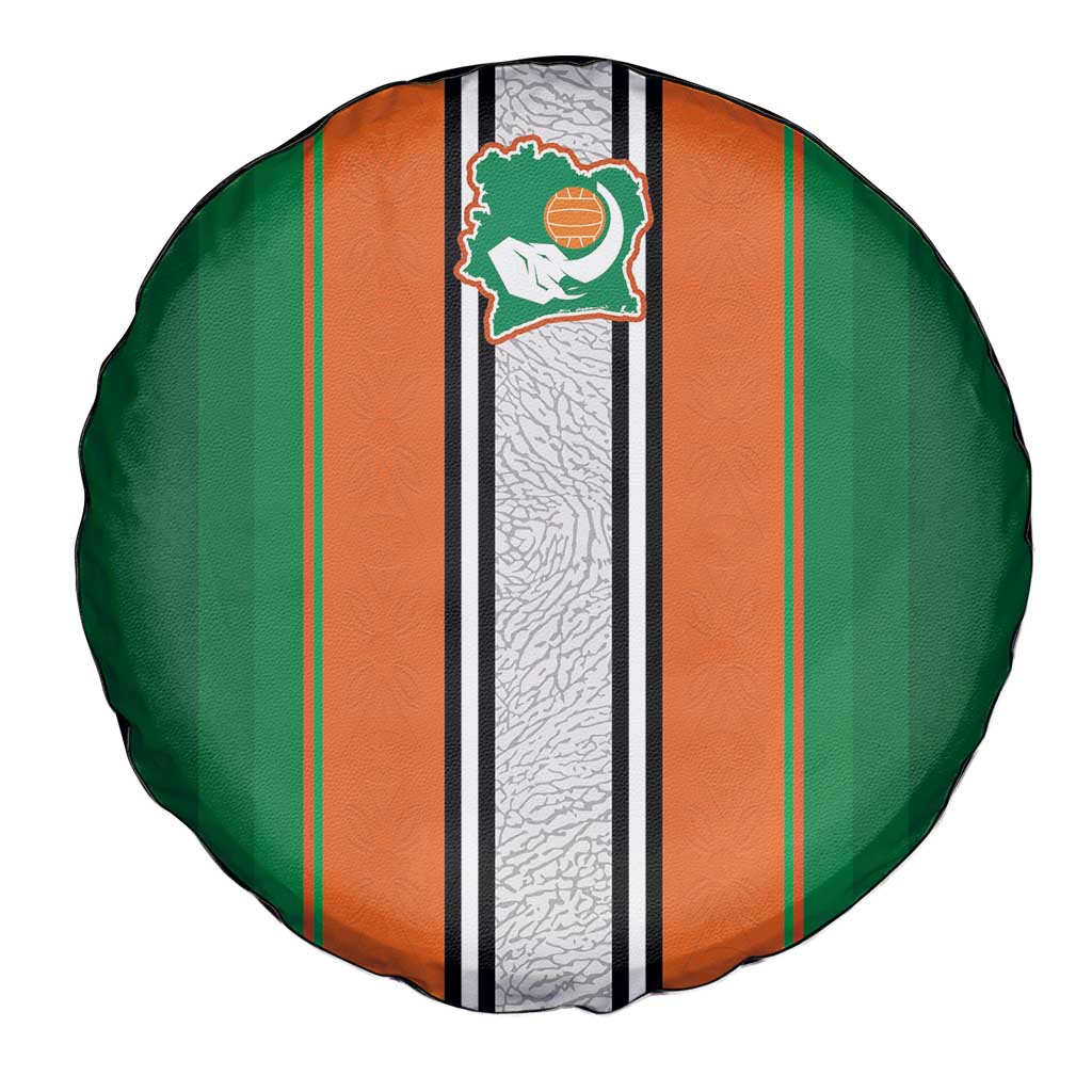Ivory Coast National Football Spare Tire Cover Les Elephants-Striped Sport Style - Wonder Print Shop
