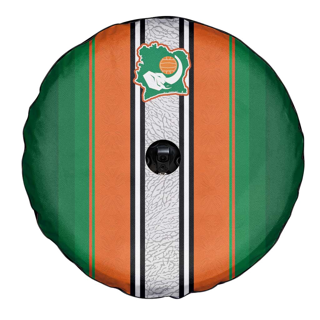 Ivory Coast National Football Spare Tire Cover Les Elephants-Striped Sport Style - Wonder Print Shop