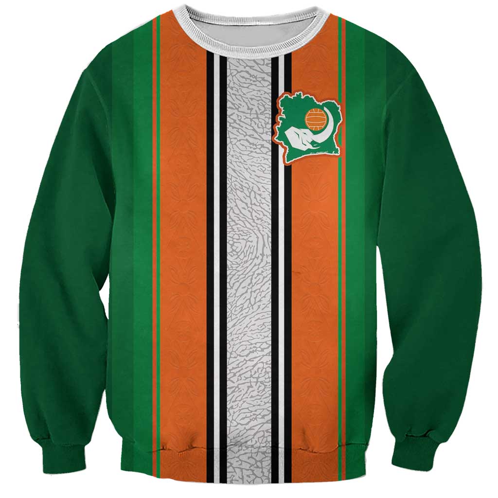 Custom Ivory Coast National Football Sweatshirt Les Elephants-Striped Sport Style - Wonder Print Shop