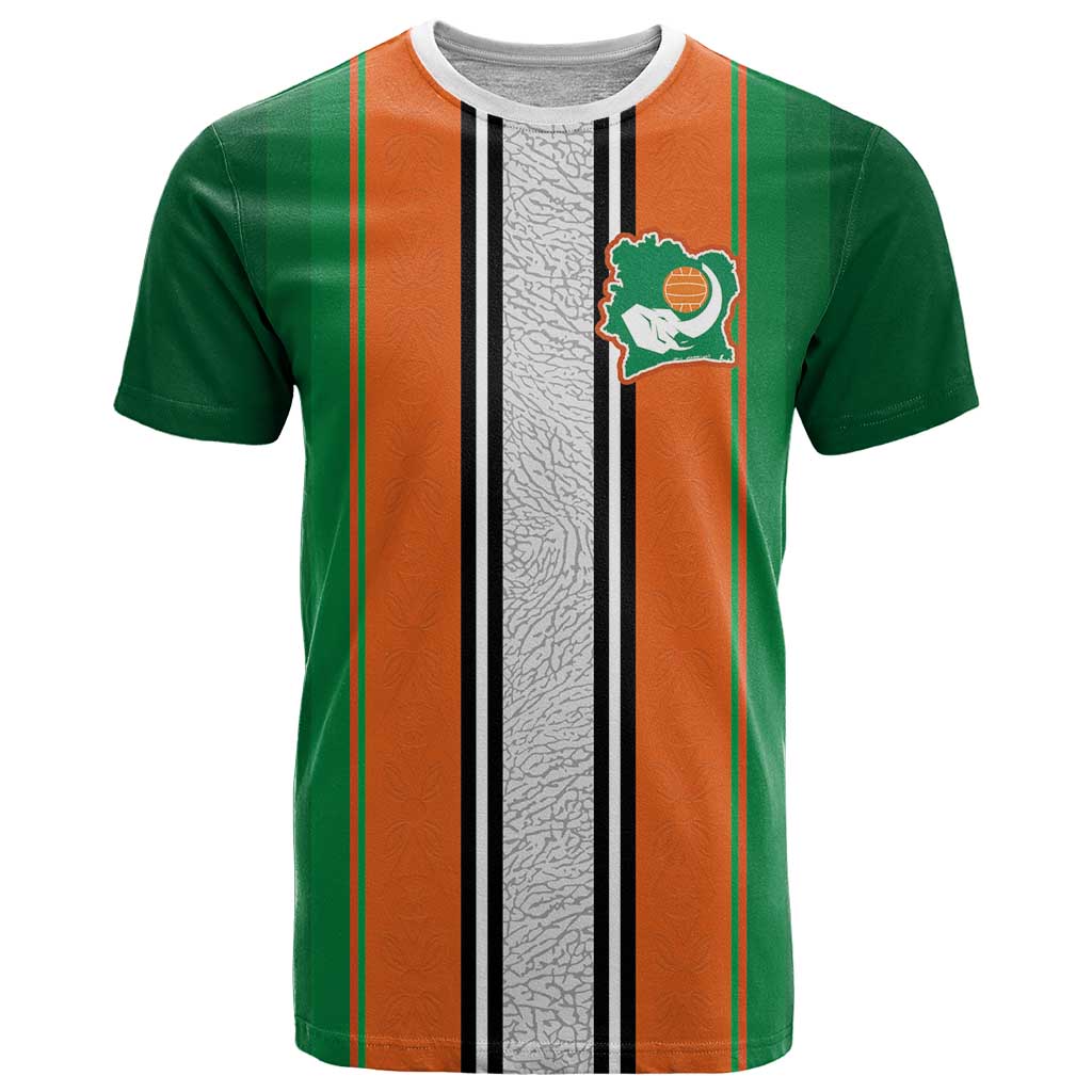 Custom Ivory Coast National Football T Shirt Les Elephants-Striped Sport Style - Wonder Print Shop