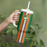 Custom Ivory Coast National Football Tumbler With Handle Les Elephants-Striped Sport Style - Wonder Print Shop