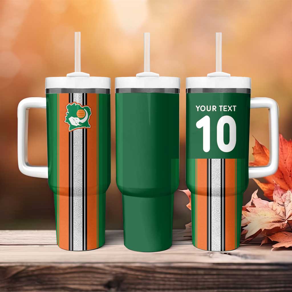 Custom Ivory Coast National Football Tumbler With Handle Les Elephants-Striped Sport Style - Wonder Print Shop