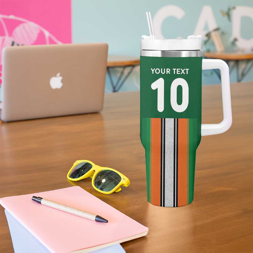 Custom Ivory Coast National Football Tumbler With Handle Les Elephants-Striped Sport Style - Wonder Print Shop