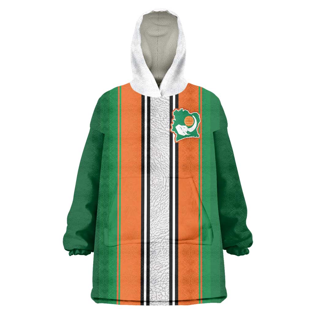 Custom Ivory Coast National Football Wearable Blanket Hoodie Les Elephants-Striped Sport Style - Wonder Print Shop