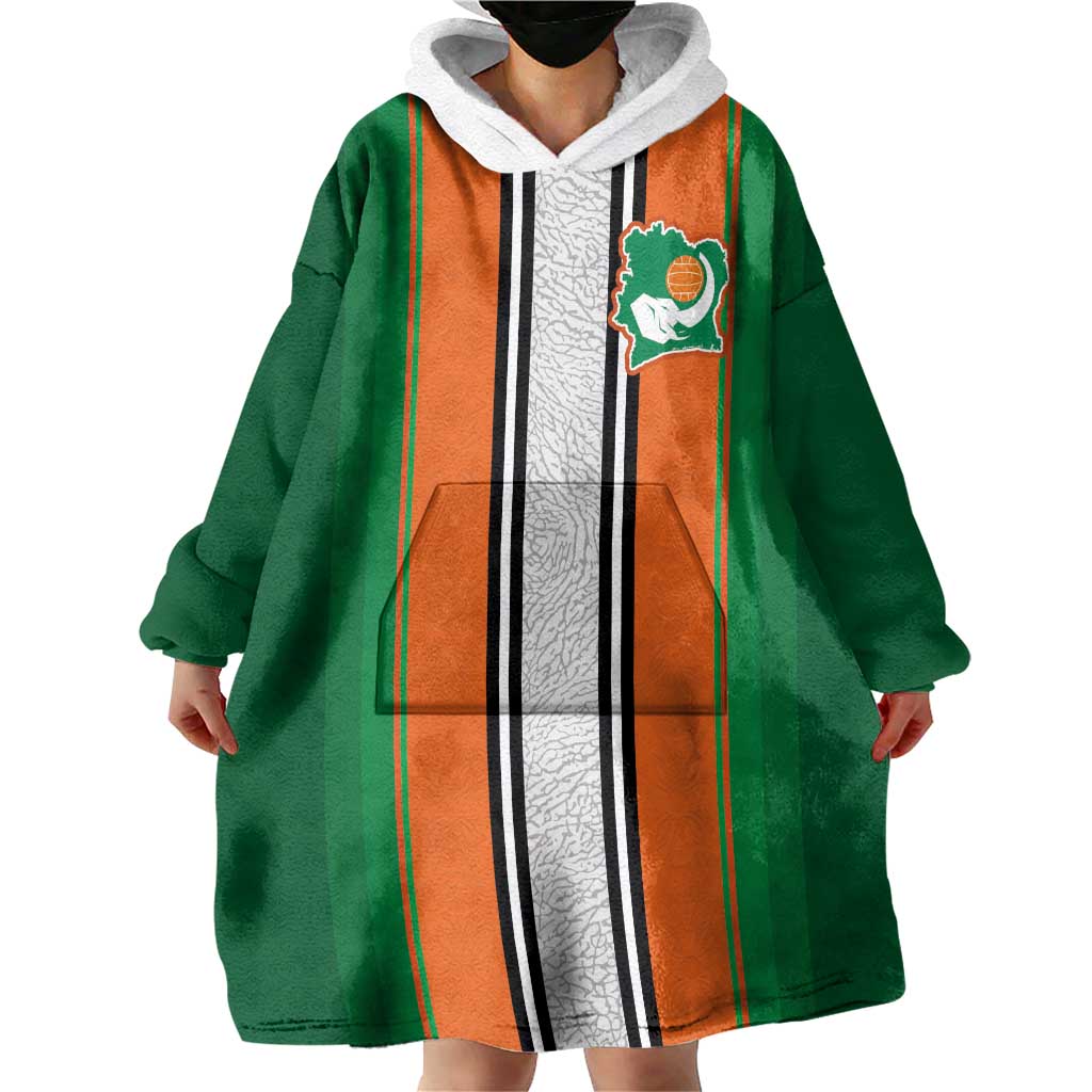 Custom Ivory Coast National Football Wearable Blanket Hoodie Les Elephants-Striped Sport Style - Wonder Print Shop