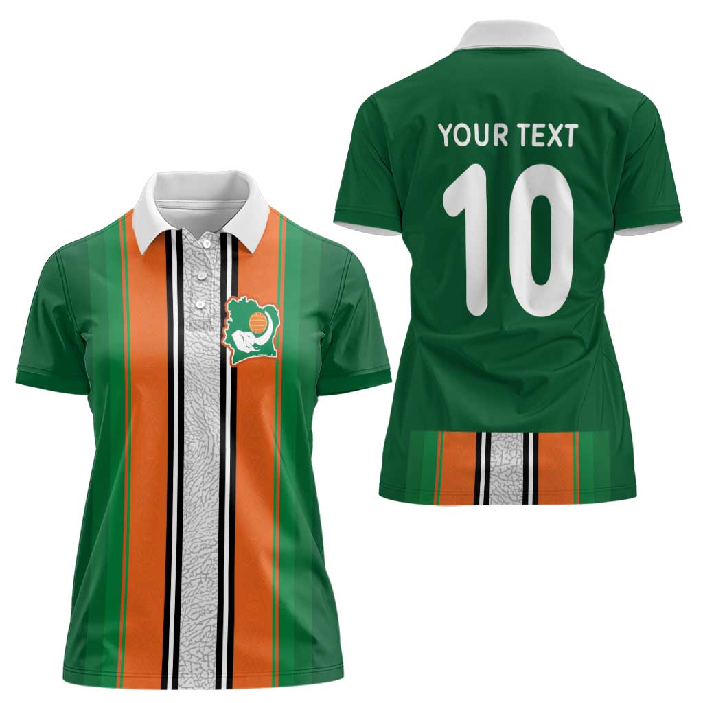 Custom Ivory Coast National Football Women Polo Shirt Les Elephants-Striped Sport Style - Wonder Print Shop
