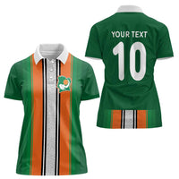 Custom Ivory Coast National Football Women Polo Shirt Les Elephants-Striped Sport Style - Wonder Print Shop