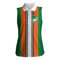Custom Ivory Coast National Football Women Sleeveless Polo Shirt Les Elephants-Striped Sport Style - Wonder Print Shop
