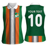 Custom Ivory Coast National Football Women Sleeveless Polo Shirt Les Elephants-Striped Sport Style - Wonder Print Shop