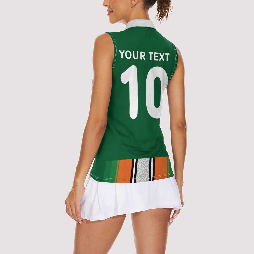 Custom Ivory Coast National Football Women Sleeveless Polo Shirt Les Elephants-Striped Sport Style - Wonder Print Shop