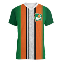 Custom Ivory Coast National Football Women V-Neck T-Shirt Les Elephants-Striped Sport Style - Wonder Print Shop