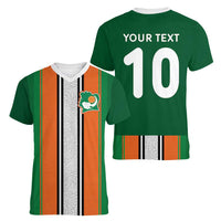Custom Ivory Coast National Football Women V-Neck T-Shirt Les Elephants-Striped Sport Style - Wonder Print Shop