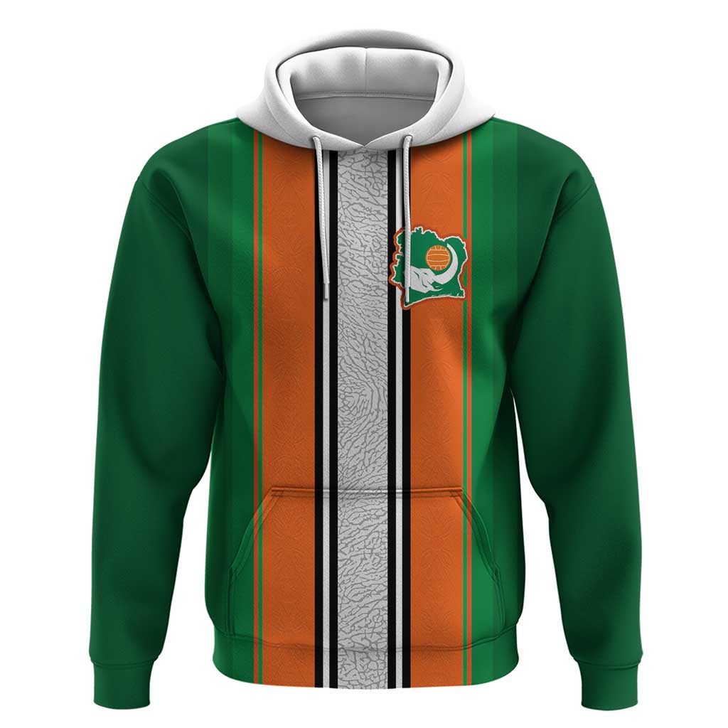 Custom Ivory Coast National Football Zip Hoodie Les Elephants-Striped Sport Style - Wonder Print Shop