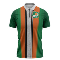 Custom Ivory Coast National Football Zipper Polo Shirt Les Elephants-Striped Sport Style - Wonder Print Shop