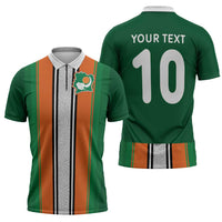 Custom Ivory Coast National Football Zipper Polo Shirt Les Elephants-Striped Sport Style - Wonder Print Shop