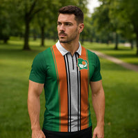Custom Ivory Coast National Football Zipper Polo Shirt Les Elephants-Striped Sport Style - Wonder Print Shop