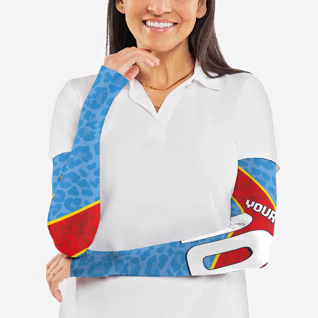 Custom DR Congo National Football Arm Sleeves Leopards Power - Wonder Print Shop