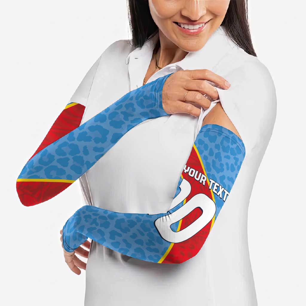 Custom DR Congo National Football Arm Sleeves Leopards Power - Wonder Print Shop