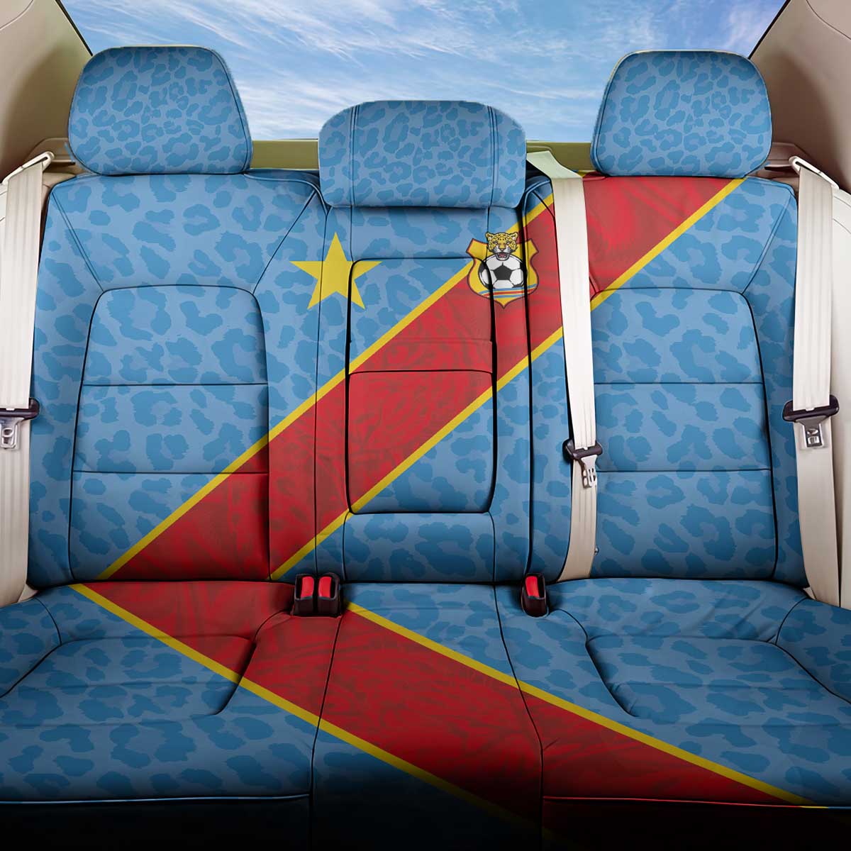 DR Congo National Football Back Car Seat Cover Leopards Power - Wonder Print Shop