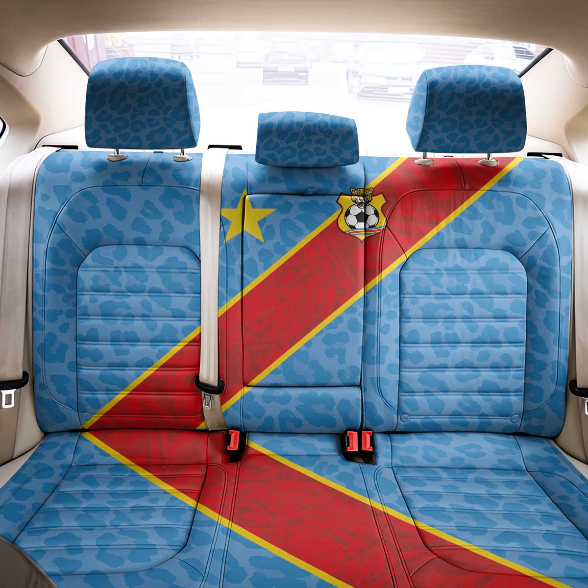 DR Congo National Football Back Car Seat Cover Leopards Power - Wonder Print Shop