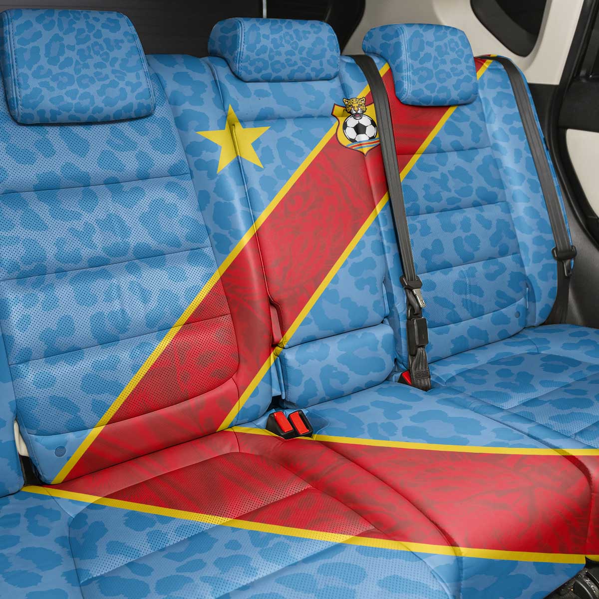 DR Congo National Football Back Car Seat Cover Leopards Power - Wonder Print Shop
