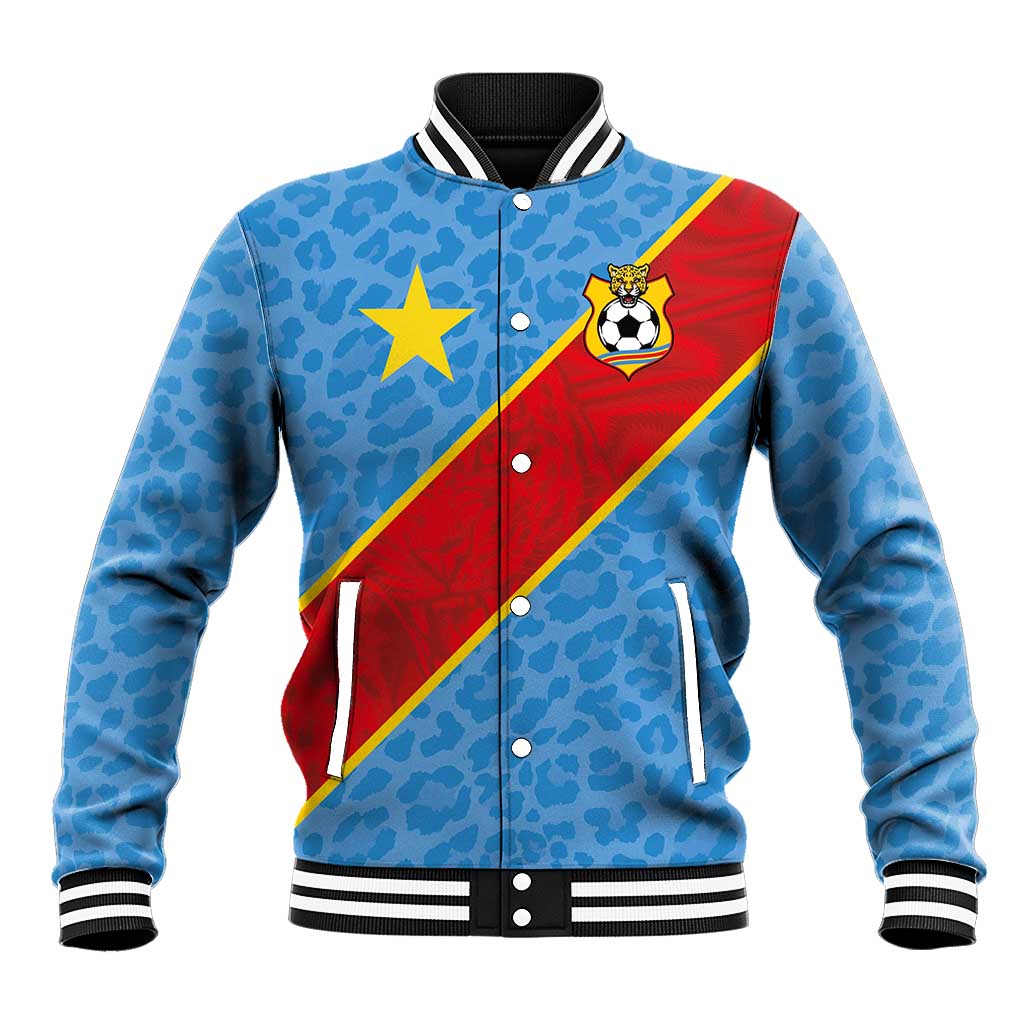 Custom DR Congo National Football Baseball Jacket Leopards Power - Wonder Print Shop
