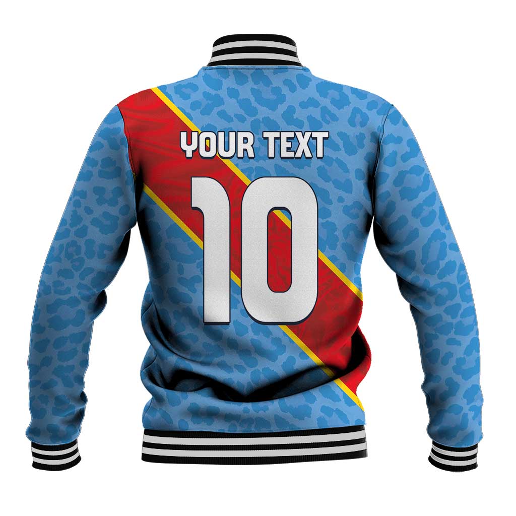 Custom DR Congo National Football Baseball Jacket Leopards Power - Wonder Print Shop
