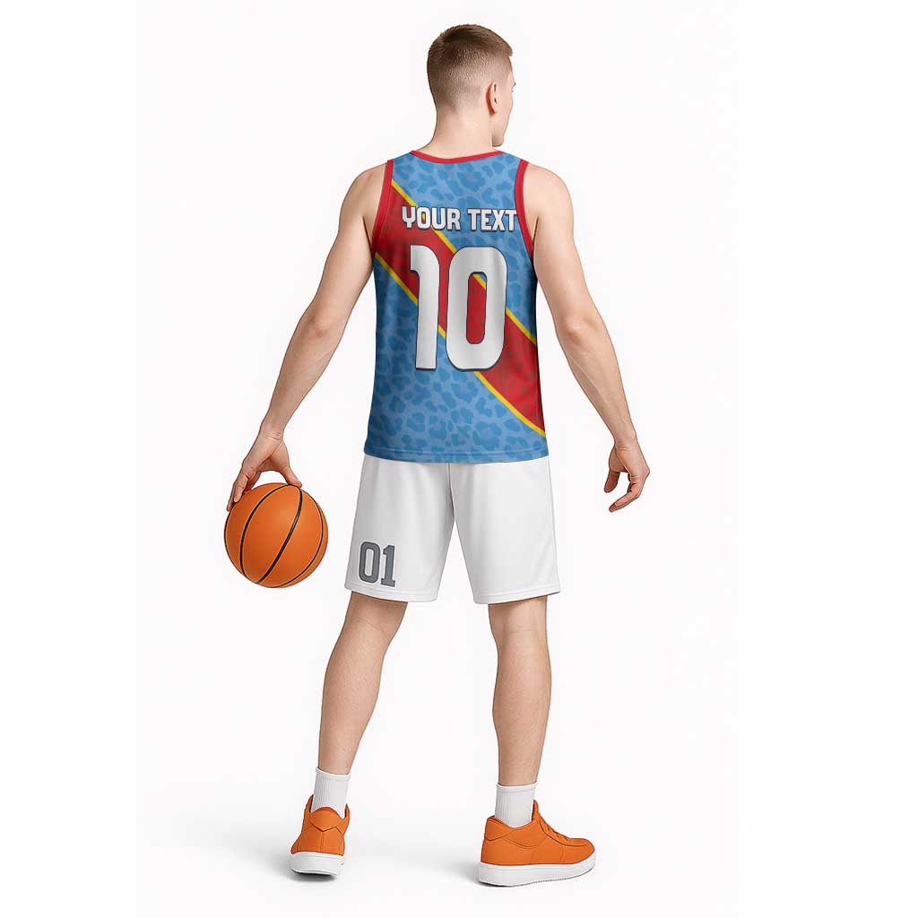 Custom DR Congo National Football Basketball Jersey Leopards Power - Wonder Print Shop