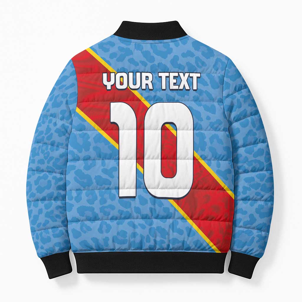 Custom DR Congo National Football Bomber Puffer Jacket Leopards Power - Wonder Print Shop