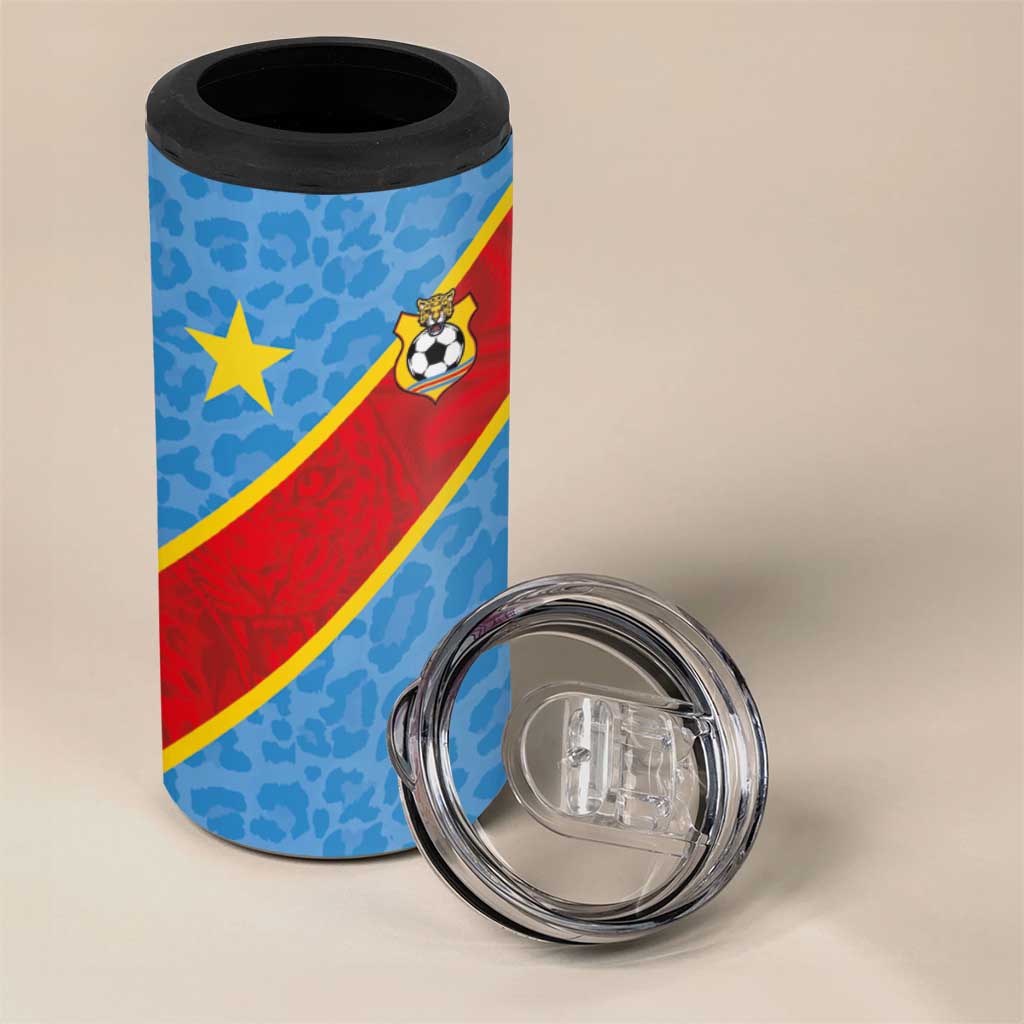Custom DR Congo National Football 4 in 1 Can Cooler Tumbler Leopards Power - Wonder Print Shop