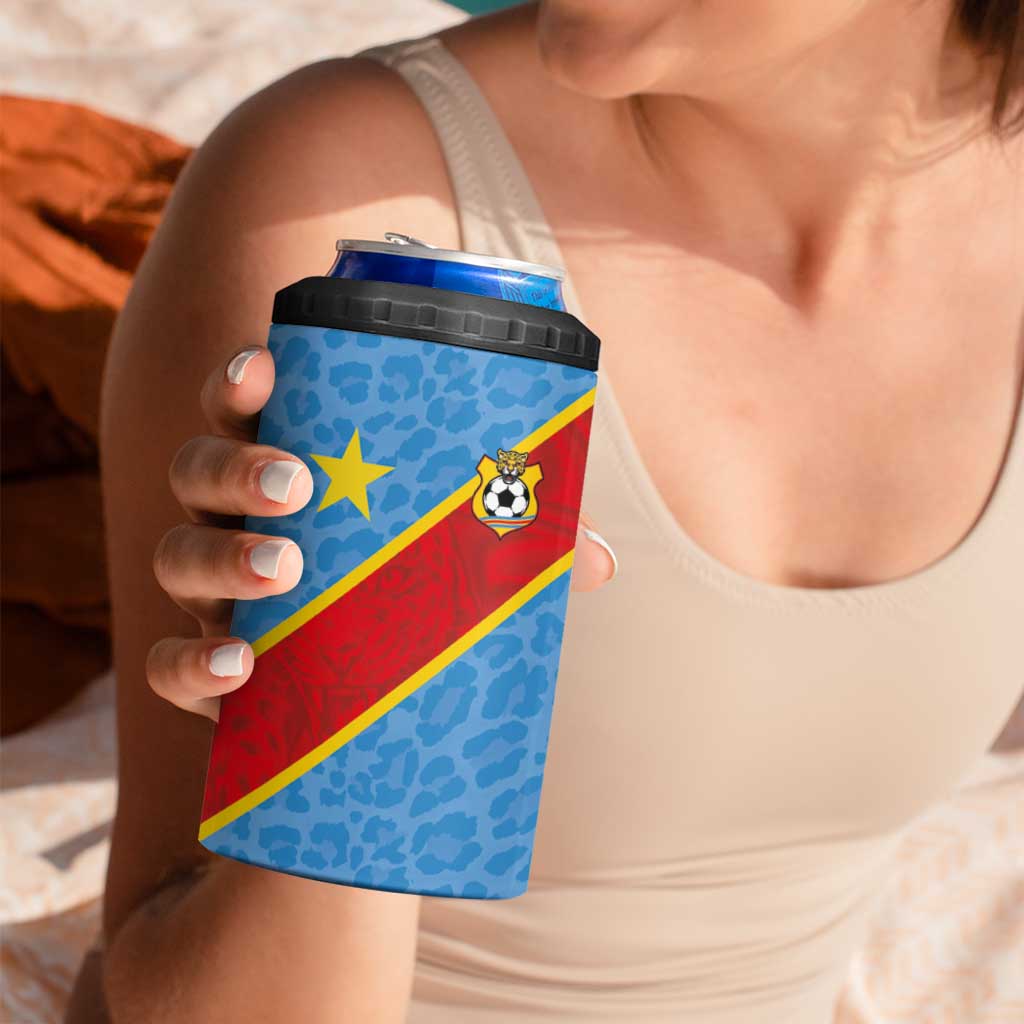 Custom DR Congo National Football 4 in 1 Can Cooler Tumbler Leopards Power - Wonder Print Shop