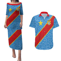 Custom DR Congo National Football Couples Matching Puletasi and Hawaiian Shirt Leopards Power - Wonder Print Shop
