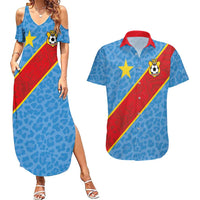 Custom DR Congo National Football Couples Matching Summer Maxi Dress and Hawaiian Shirt Leopards Power - Wonder Print Shop
