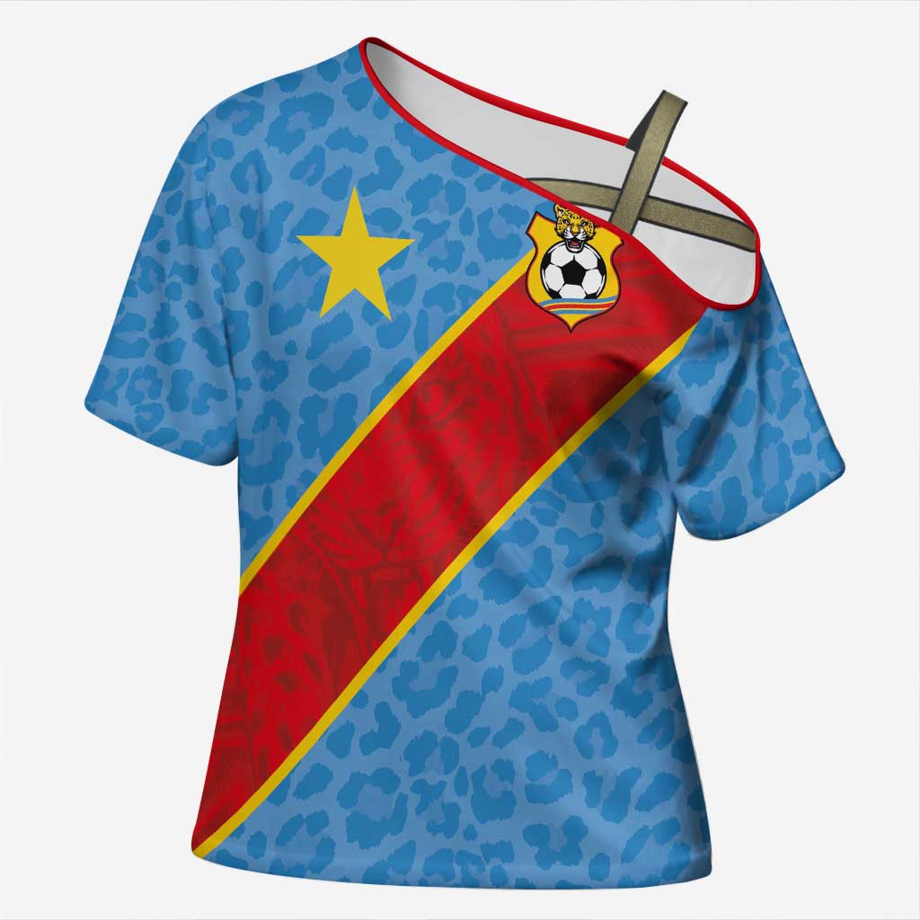 Custom DR Congo National Football Cross Shoulder Shirt Leopards Power - Wonder Print Shop