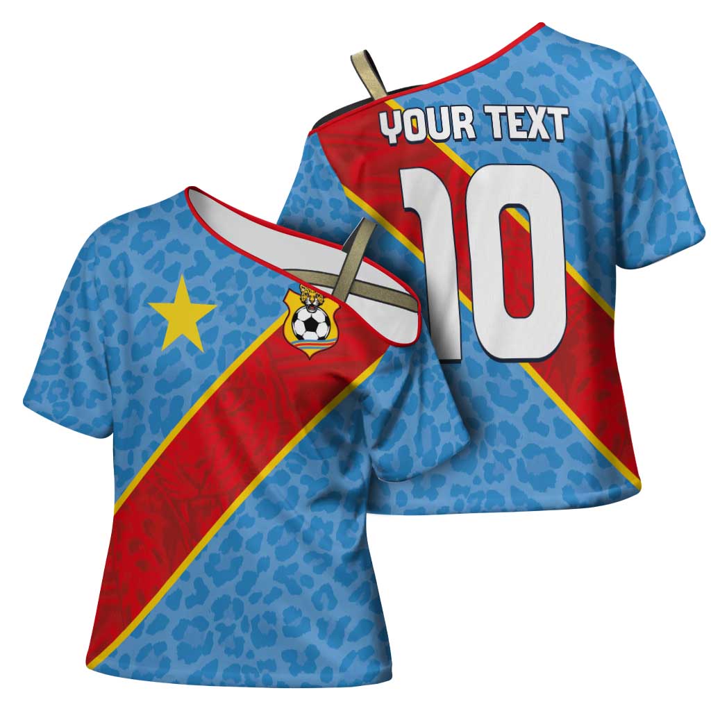 Custom DR Congo National Football Cross Shoulder Shirt Leopards Power - Wonder Print Shop