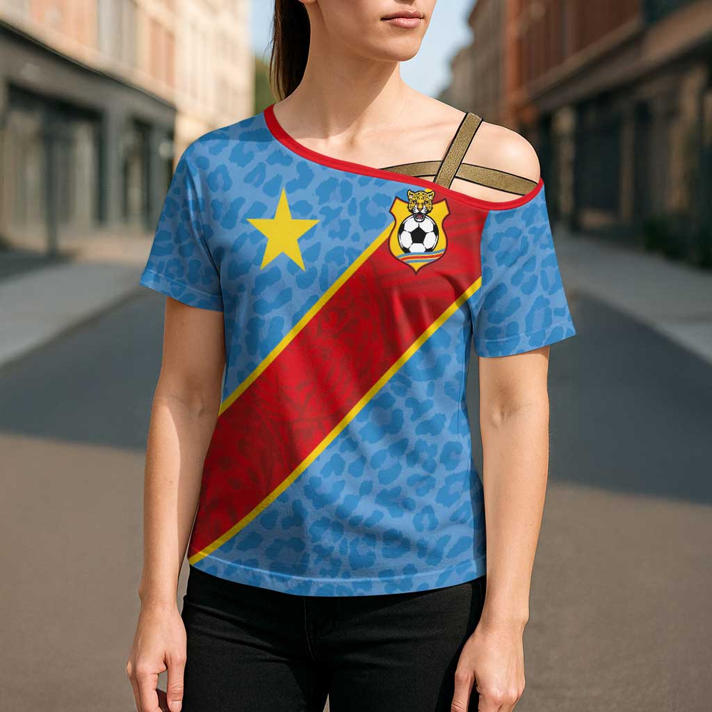 Custom DR Congo National Football Cross Shoulder Shirt Leopards Power - Wonder Print Shop