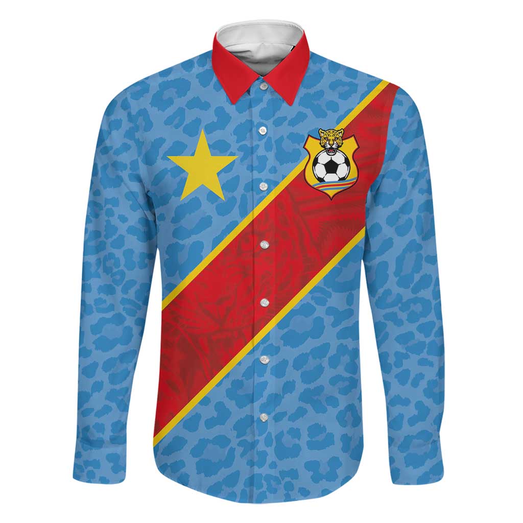 Custom DR Congo National Football Family Matching Long Sleeve Bodycon Dress and Hawaiian Shirt Leopards Power - Wonder Print Shop