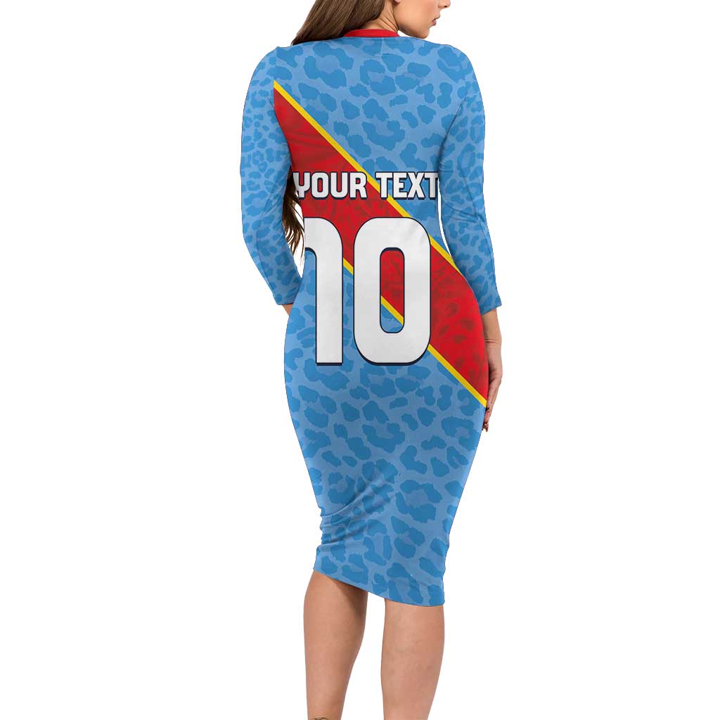 Custom DR Congo National Football Family Matching Long Sleeve Bodycon Dress and Hawaiian Shirt Leopards Power - Wonder Print Shop