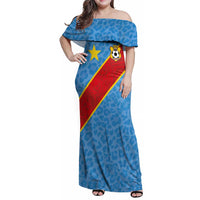 Custom DR Congo National Football Family Matching Off Shoulder Maxi Dress and Hawaiian Shirt Leopards Power - Wonder Print Shop