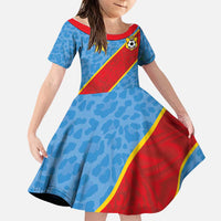 Custom DR Congo National Football Family Matching Off Shoulder Short Dress and Hawaiian Shirt Leopards Power - Wonder Print Shop