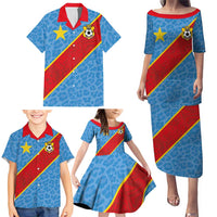 Custom DR Congo National Football Family Matching Puletasi and Hawaiian Shirt Leopards Power - Wonder Print Shop