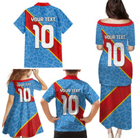 Custom DR Congo National Football Family Matching Puletasi and Hawaiian Shirt Leopards Power - Wonder Print Shop